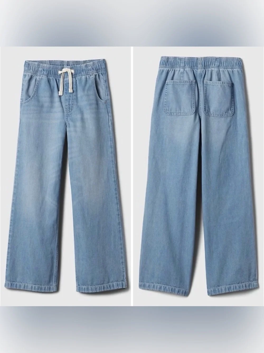 GAP Denim • Kids Easy Wide-Leg Pull-On Jeans in Faded Blue Size Small